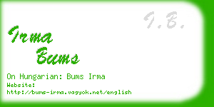 irma bums business card